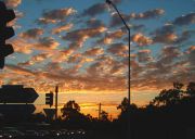 Sunset at traffic lights