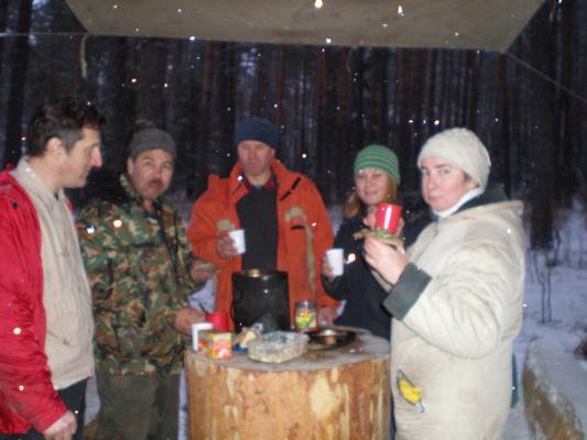 having a snack in the forest